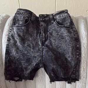 BAMBOO Black and Gray Jean Shorts Distressed Vintage Look